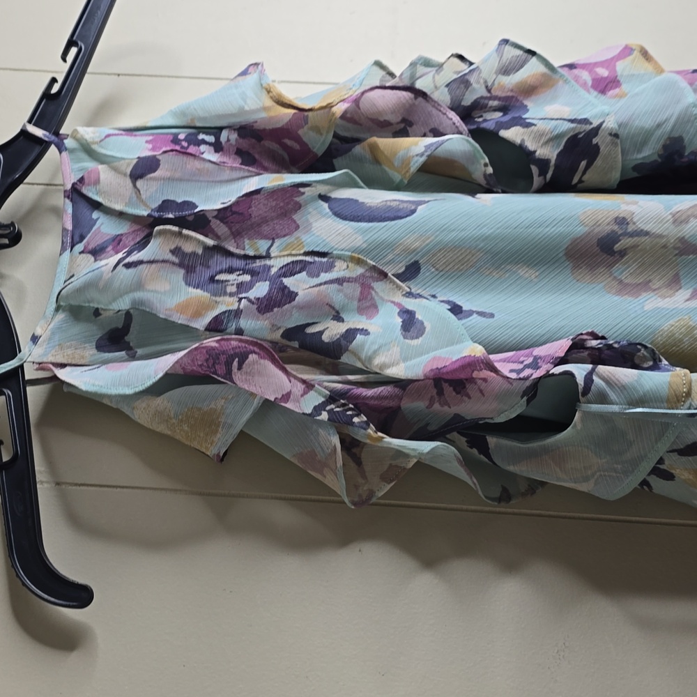 Women's Floral Ruffle Top - Blue and Purple 8 Lauren Ralph Lauren - Picture 9 of 9